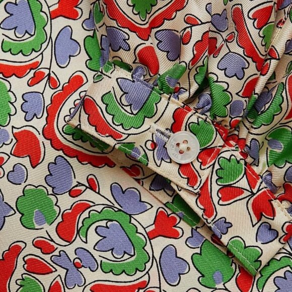 NWOT Tory Burch Legacy Silk Multi Floral Off-The-Shoulder Top Blouse XS $369 - Picture 7 of 12